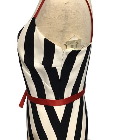 Due per Due Blue White Belted Spaghetti Strap Midi Dress - Picture 3 of 8